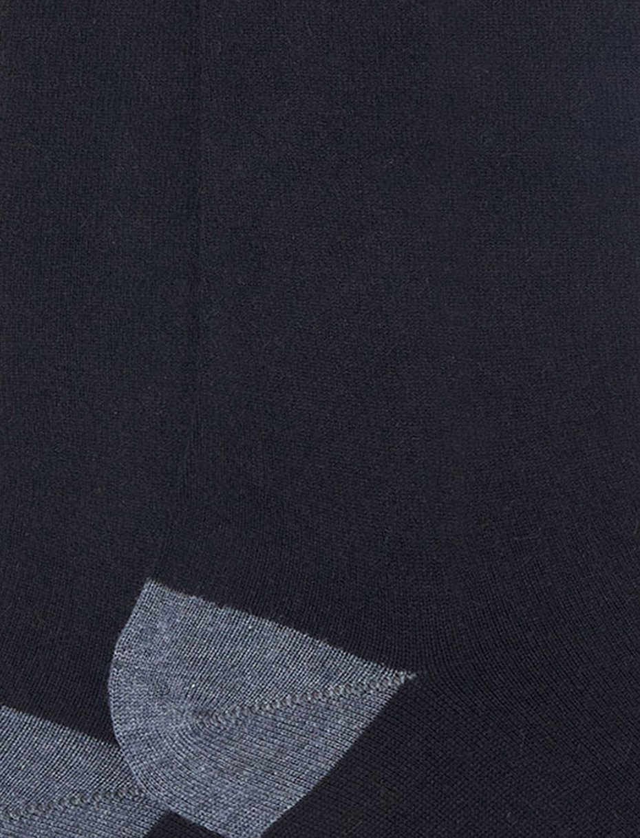 Men's long plain black cotton and cashmere socks with contrasting details - Gallo 1927 - Official Online Shop