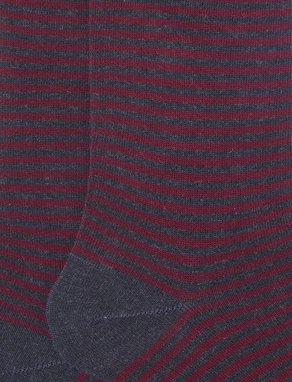 Men's long charcoal grey cotton socks with Windsor stripes - Gallo 1927 - Official Online Shop