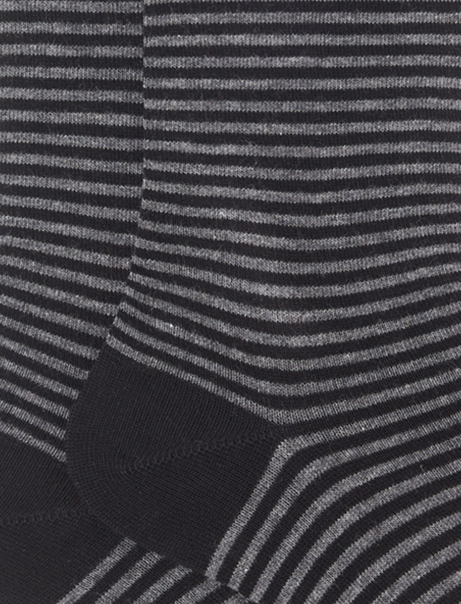 Men's long black cotton socks with Windsor stripes - Gallo 1927 - Official Online Shop