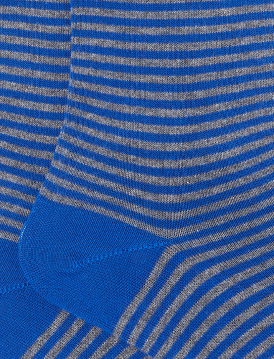Men's long dark blue cotton socks with Windsor stripes - Gallo 1927 - Official Online Shop