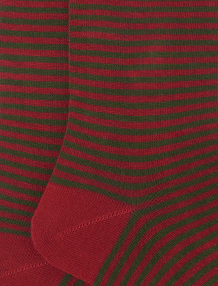 Men's long amaranth cotton socks with Windsor stripes - Gallo 1927 - Official Online Shop