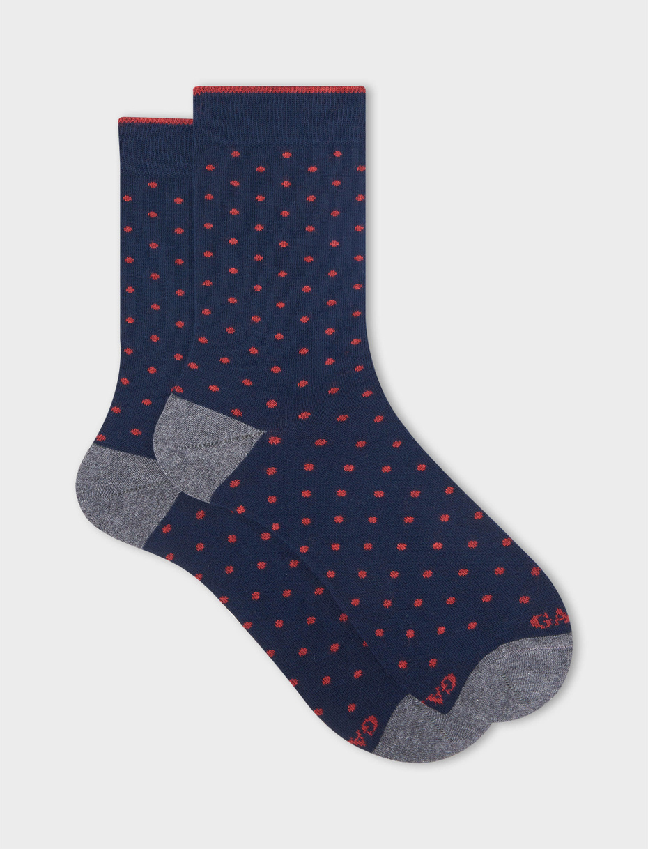 Men's short navy cotton socks with polka dots - Gallo 1927 - Official Online Shop