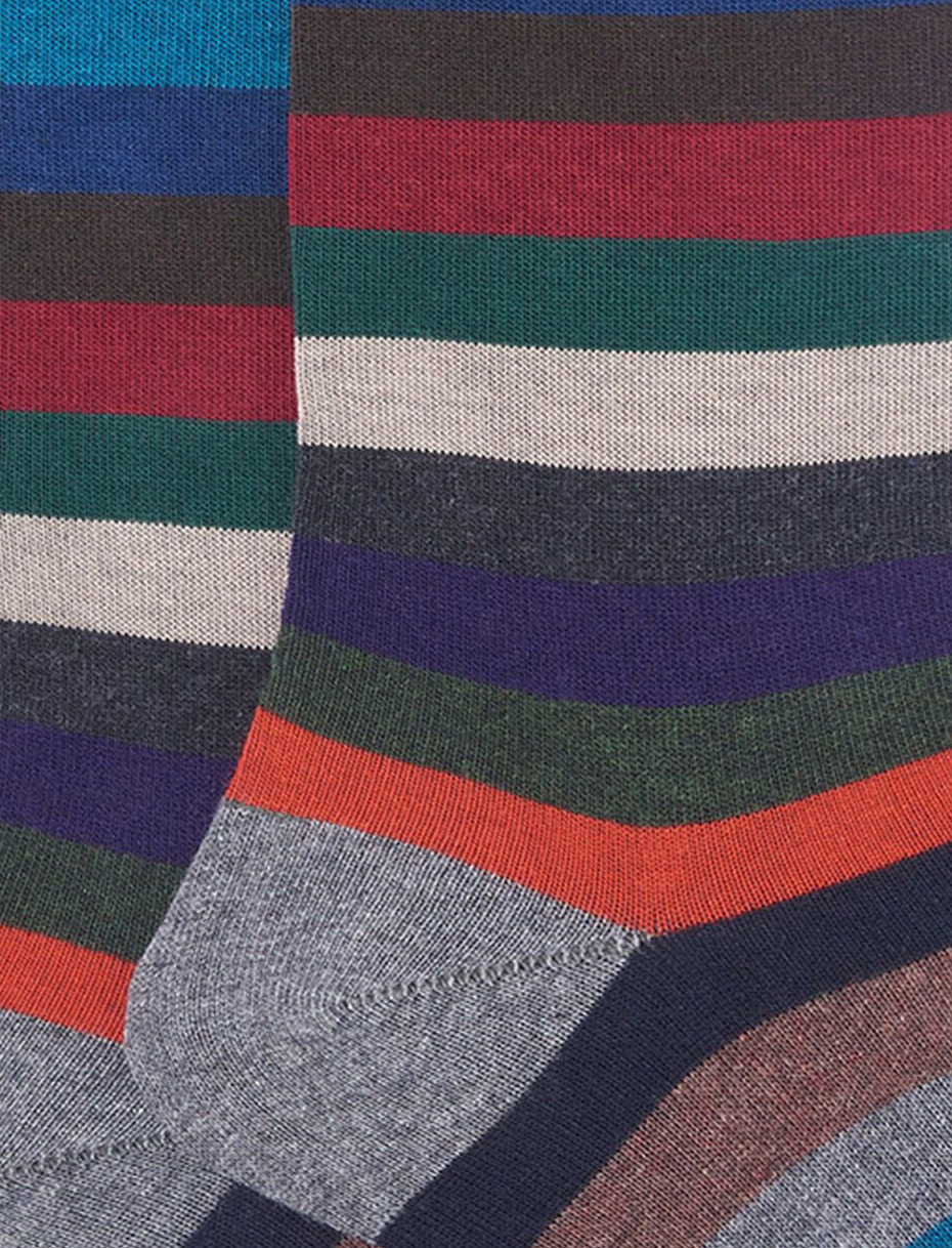 Men's long pyrite cotton socks with even stripes - Gallo 1927 - Official Online Shop