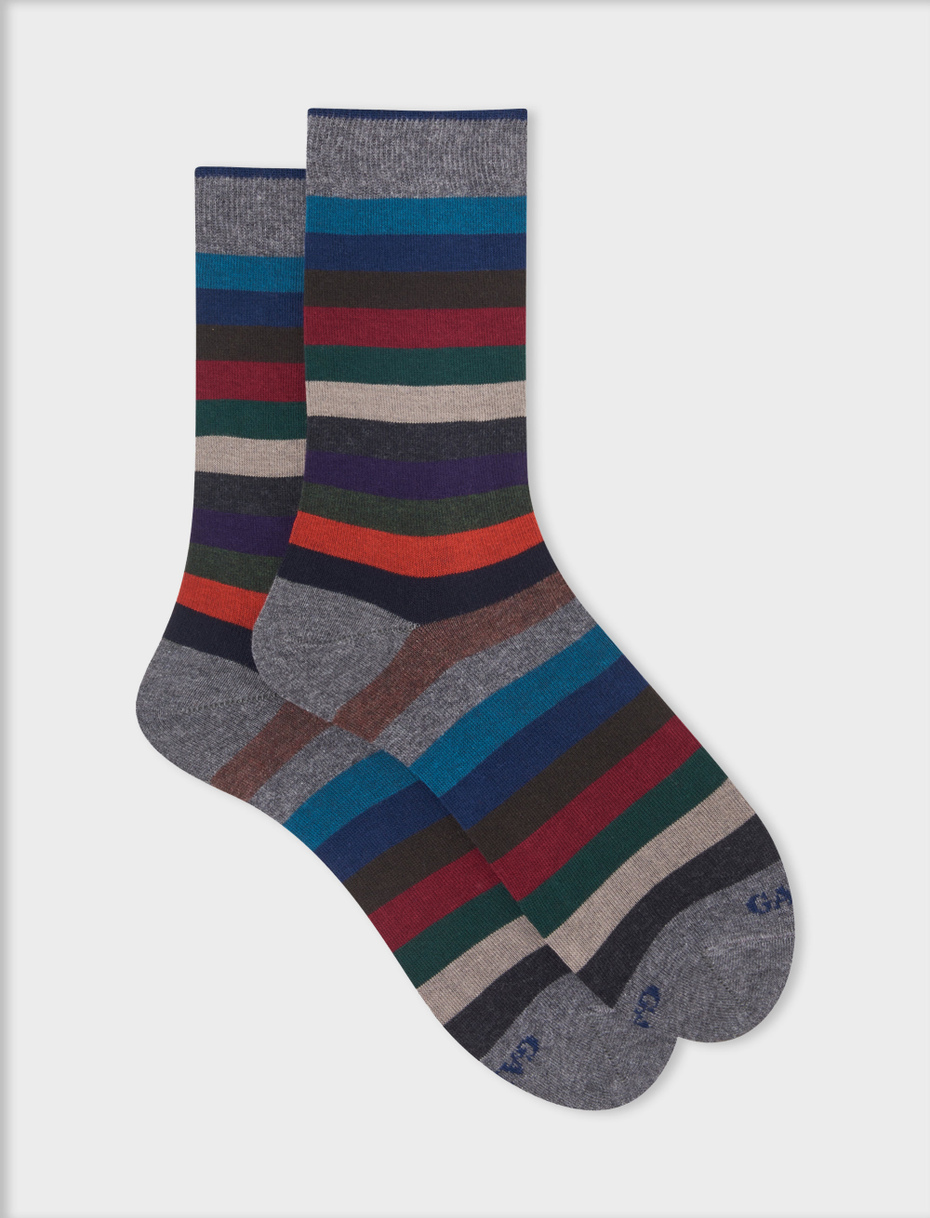 Men's short pyrite cotton socks with even stripes - Gallo 1927 - Official Online Shop