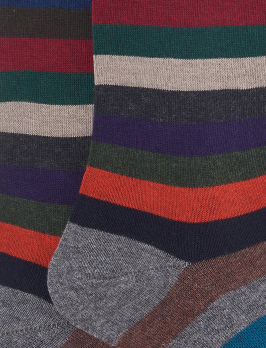 Men's short pyrite cotton socks with even stripes - Gallo 1927 - Official Online Shop