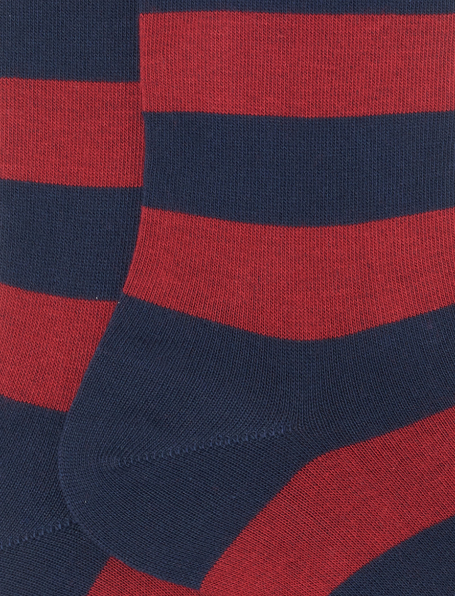 Men's short navy cotton socks with two-tone stripes - Gallo 1927 - Official Online Shop