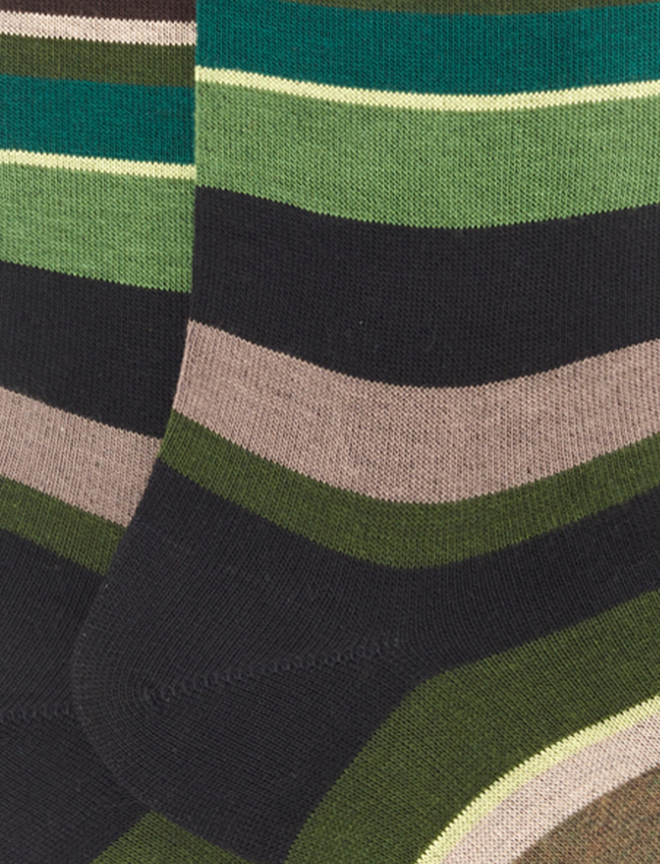 Men's long black cotton socks with multicoloured stripes - Gallo 1927 - Official Online Shop