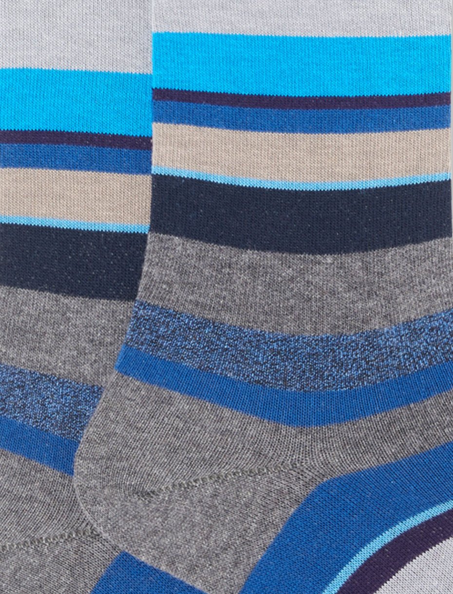 Men's long pyrite cotton socks with multicoloured stripes - Gallo 1927 - Official Online Shop