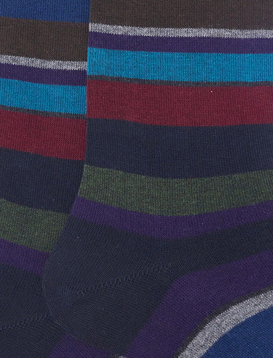 Calze lunghe uomo cotone blu/bordò righe multicolor - Gallo 1927 - Official Online Shop