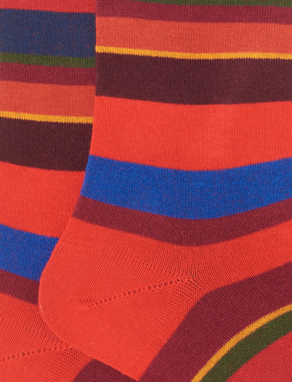 Calze lunghe uomo cotone rosso righe multicolor - Gallo 1927 - Official Online Shop