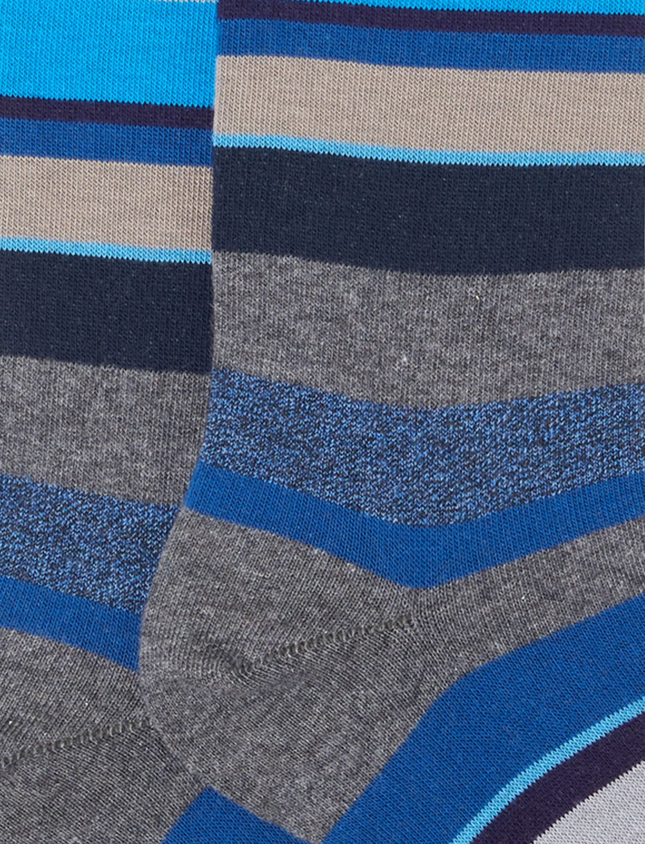 Men's short pyrite cotton socks with multicoloured stripes - Gallo 1927 - Official Online Shop