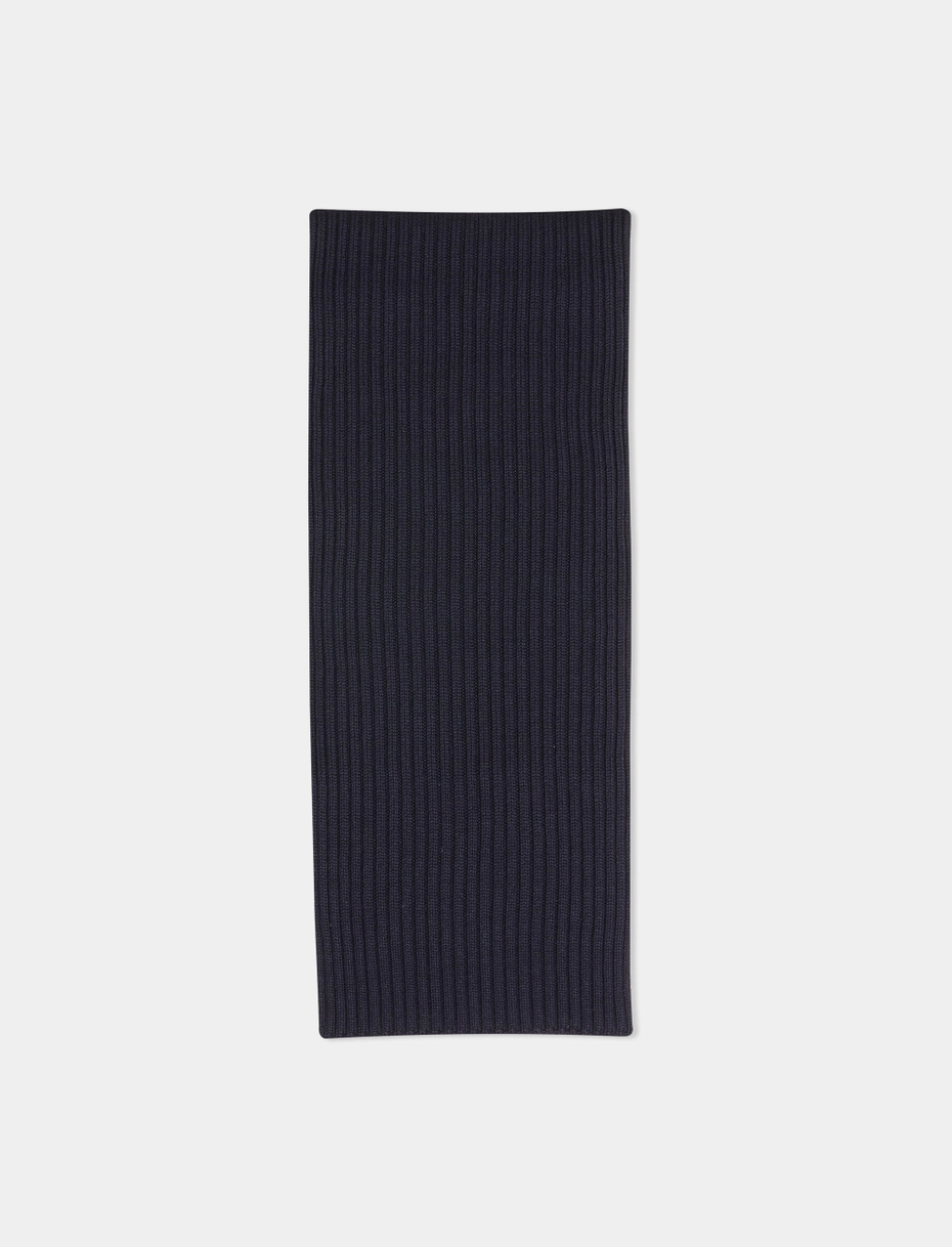 Unisex plain blue scarf in wool, silk and cashmere - Gallo 1927 - Official Online Shop