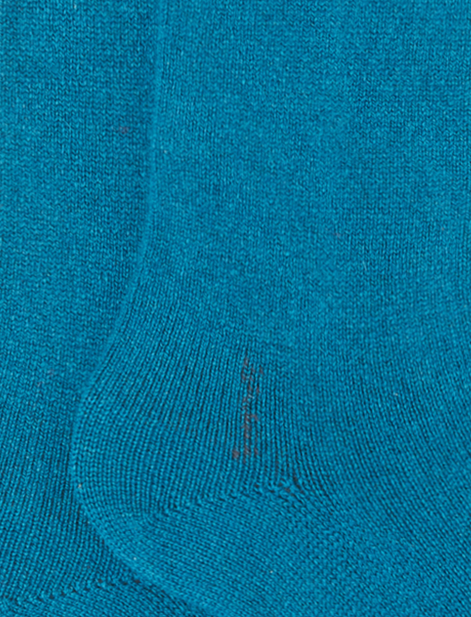 Women's long plain duck blue cashmere socks - Gallo 1927 - Official Online Shop