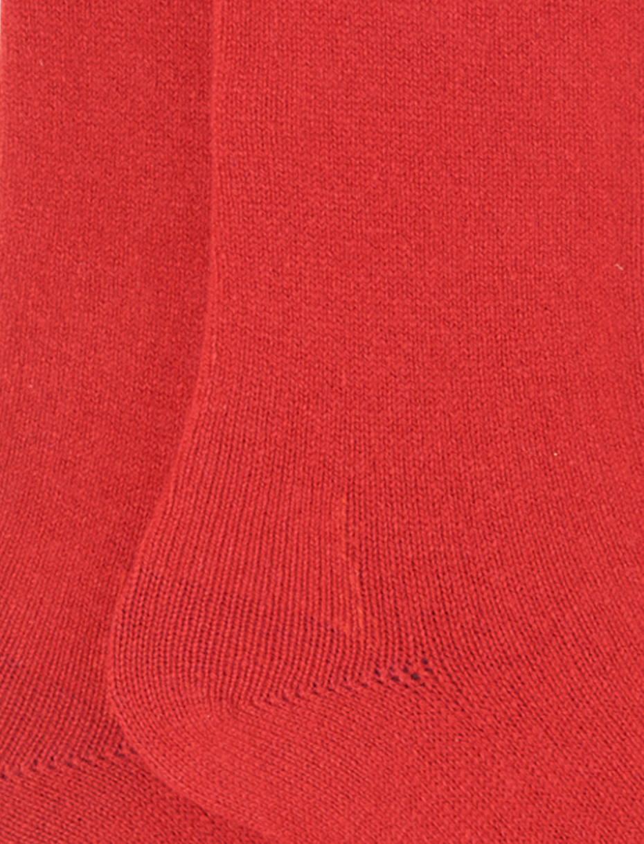 Women's long plain brick red cashmere socks - Gallo 1927 - Official Online Shop