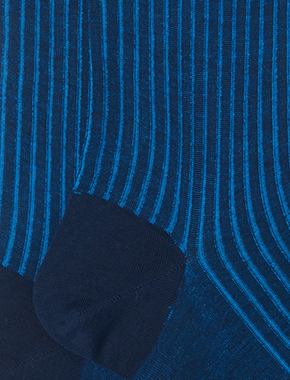 Men's long ocean blue plated cotton socks - Gallo 1927 - Official Online Shop