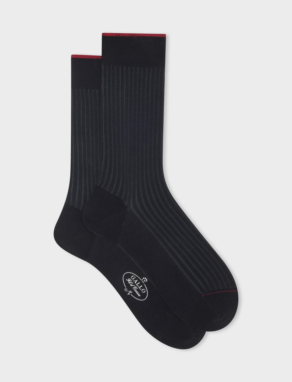 Men's short black plated cotton socks - Gallo 1927 - Official Online Shop