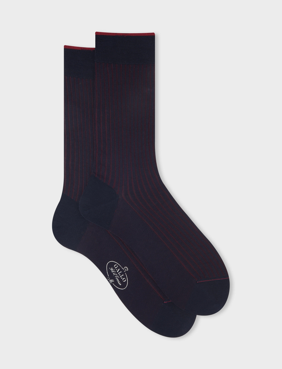 Men's short blue plated cotton socks - Gallo 1927 - Official Online Shop