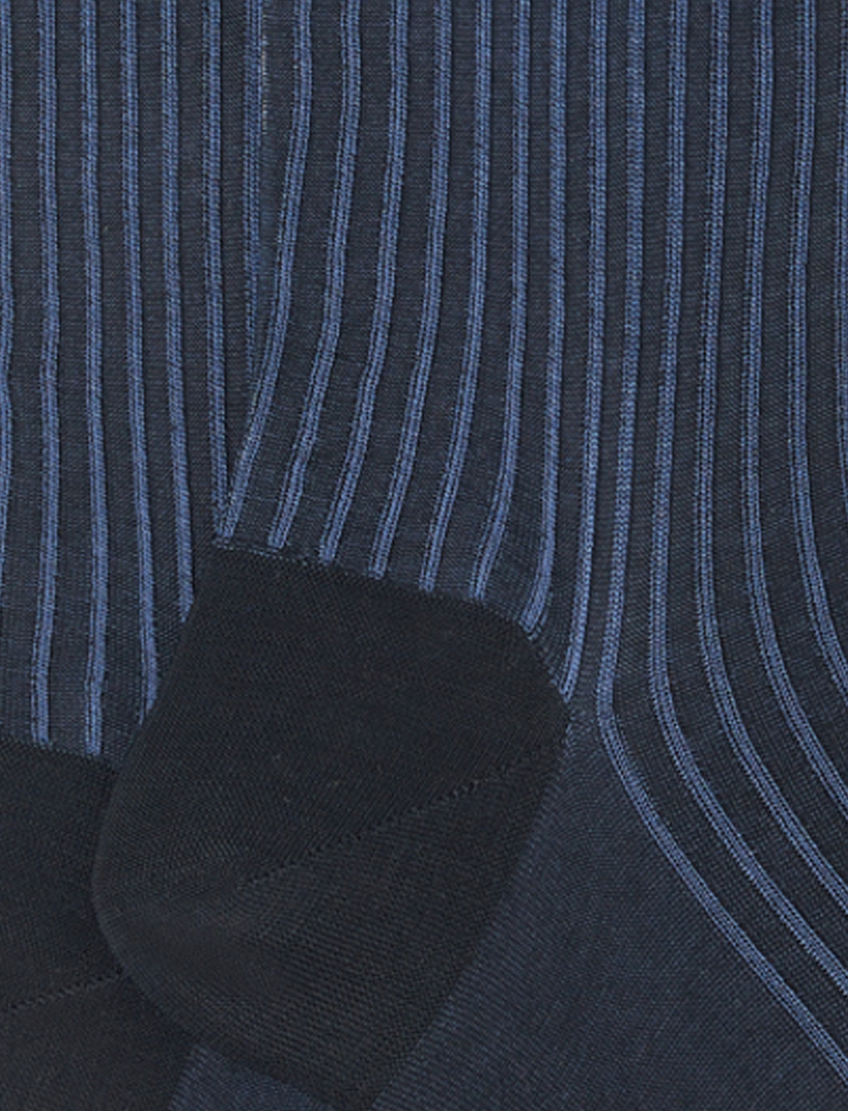 Men's long charcoal grey twin-rib cotton socks - Gallo 1927 - Official Online Shop