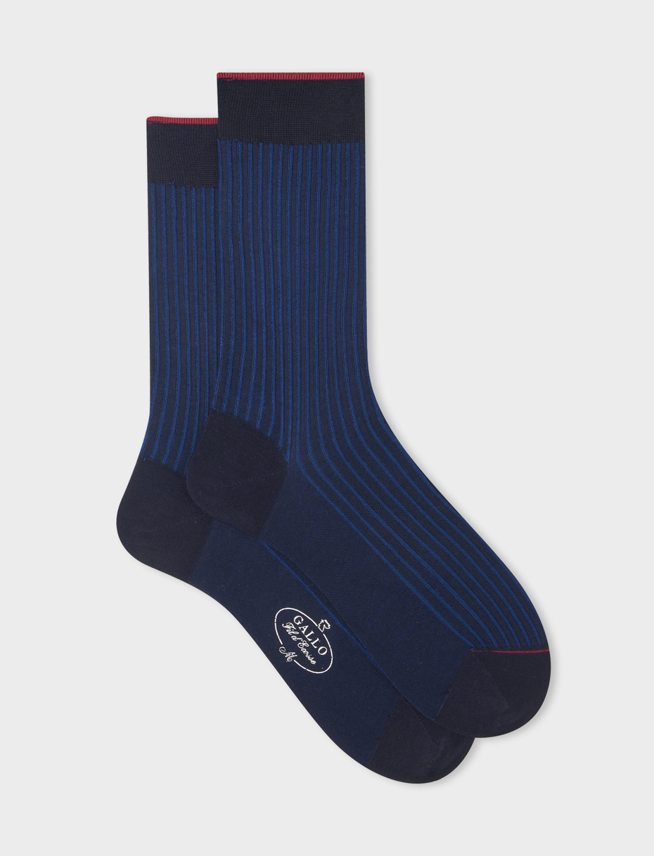Men's short blue/royal twin-rib cotton socks - Gallo 1927 - Official Online Shop