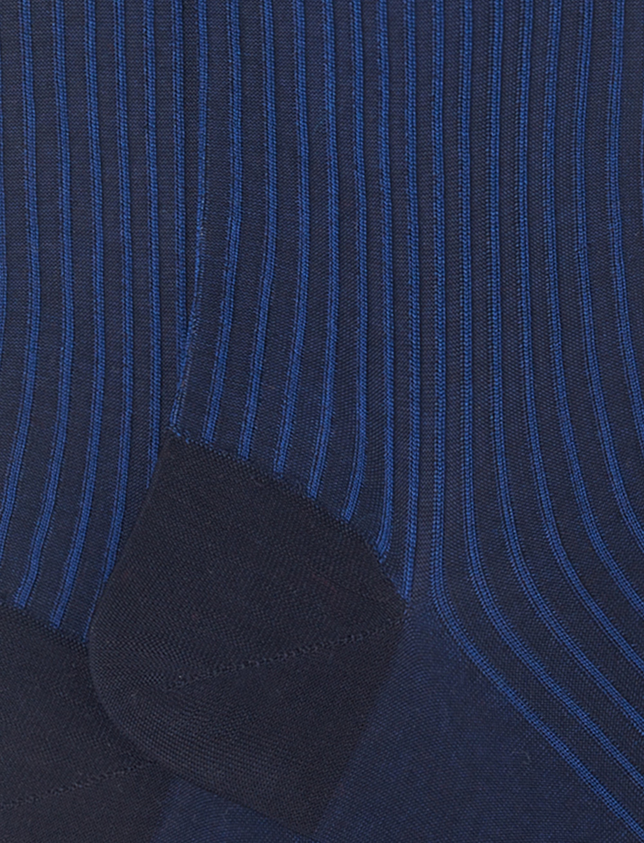 Men's short blue/royal twin-rib cotton socks - Gallo 1927 - Official Online Shop