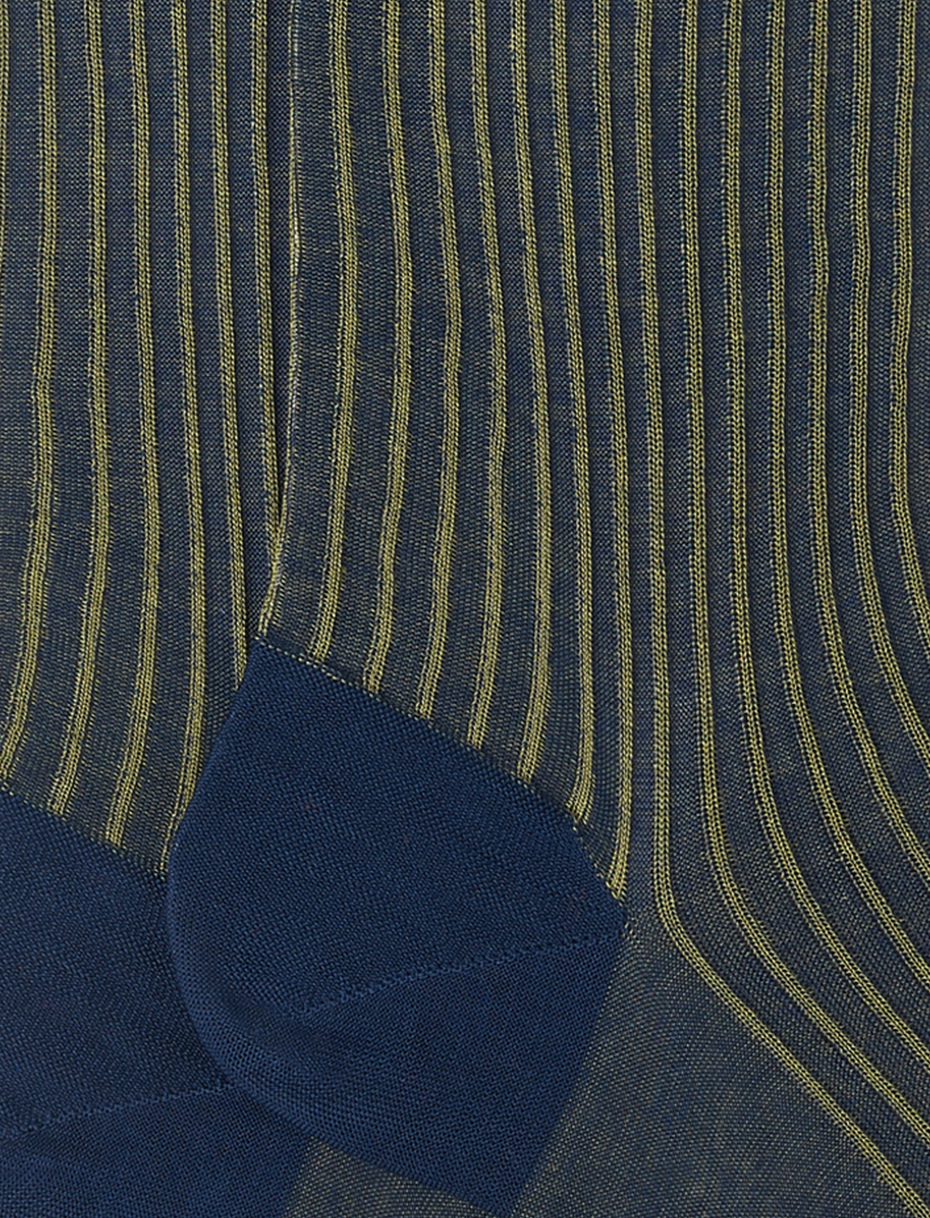 Men's short ocean blue/moss green twin-rib cotton socks - Gallo 1927 - Official Online Shop