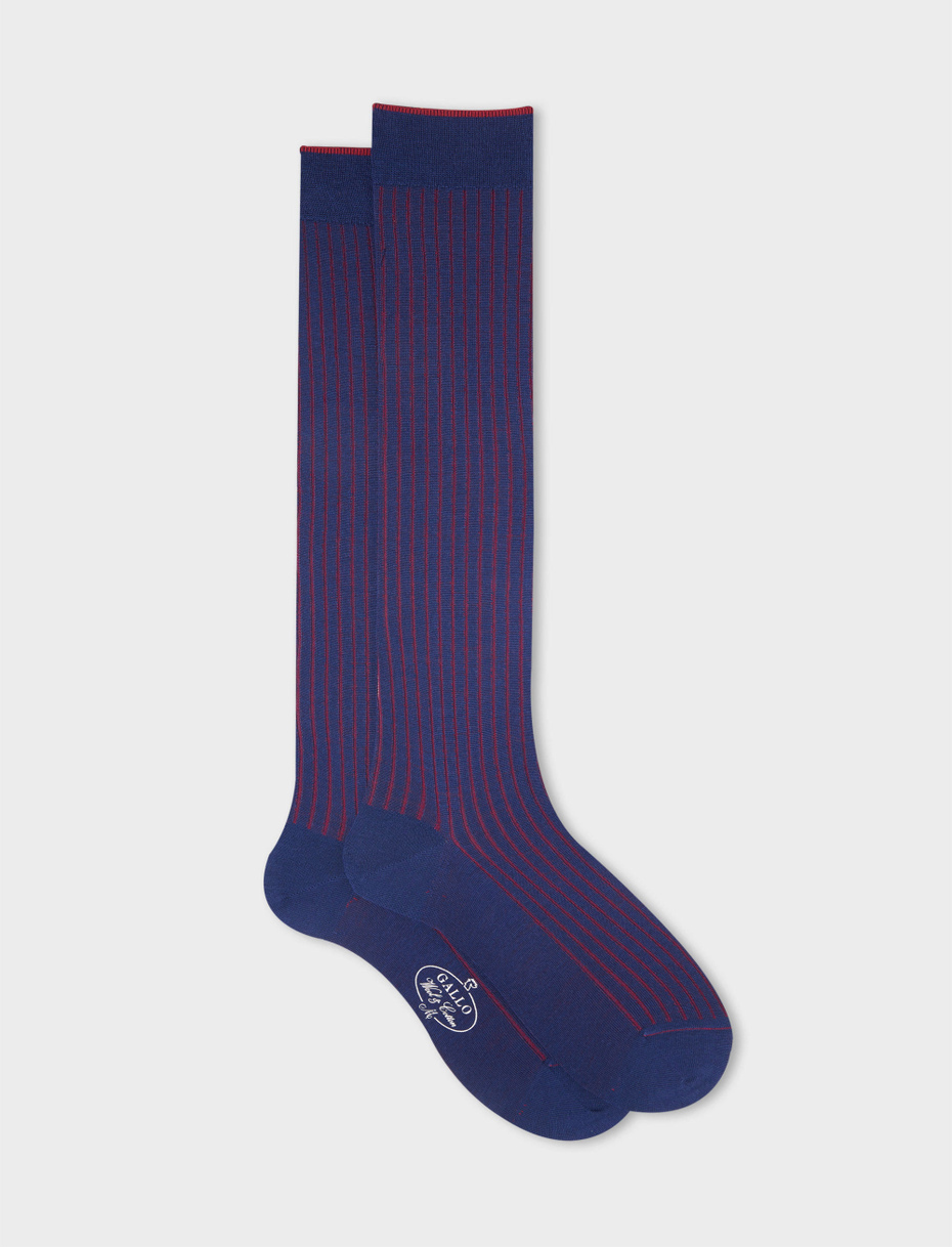 Men's long royal plated cotton and wool socks - Gallo 1927 - Official Online Shop