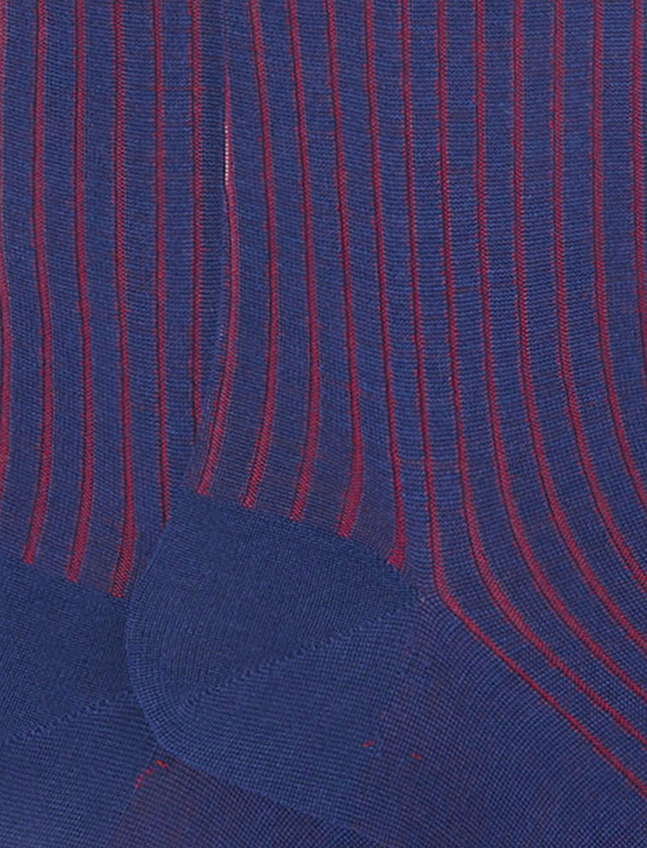 Men's long royal plated cotton and wool socks - Gallo 1927 - Official Online Shop