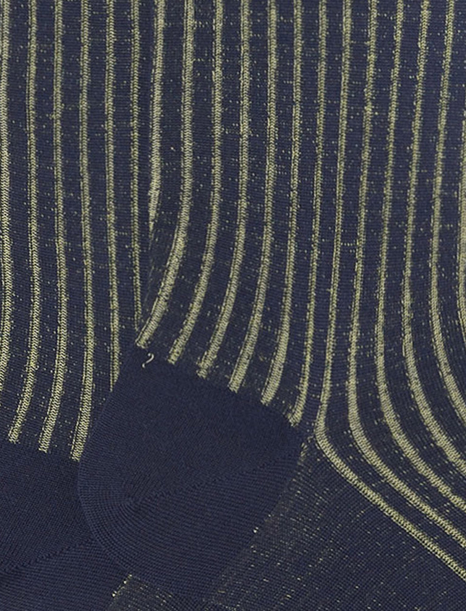 Men's long blue/limoncello plated cotton and wool socks - Gallo 1927 - Official Online Shop