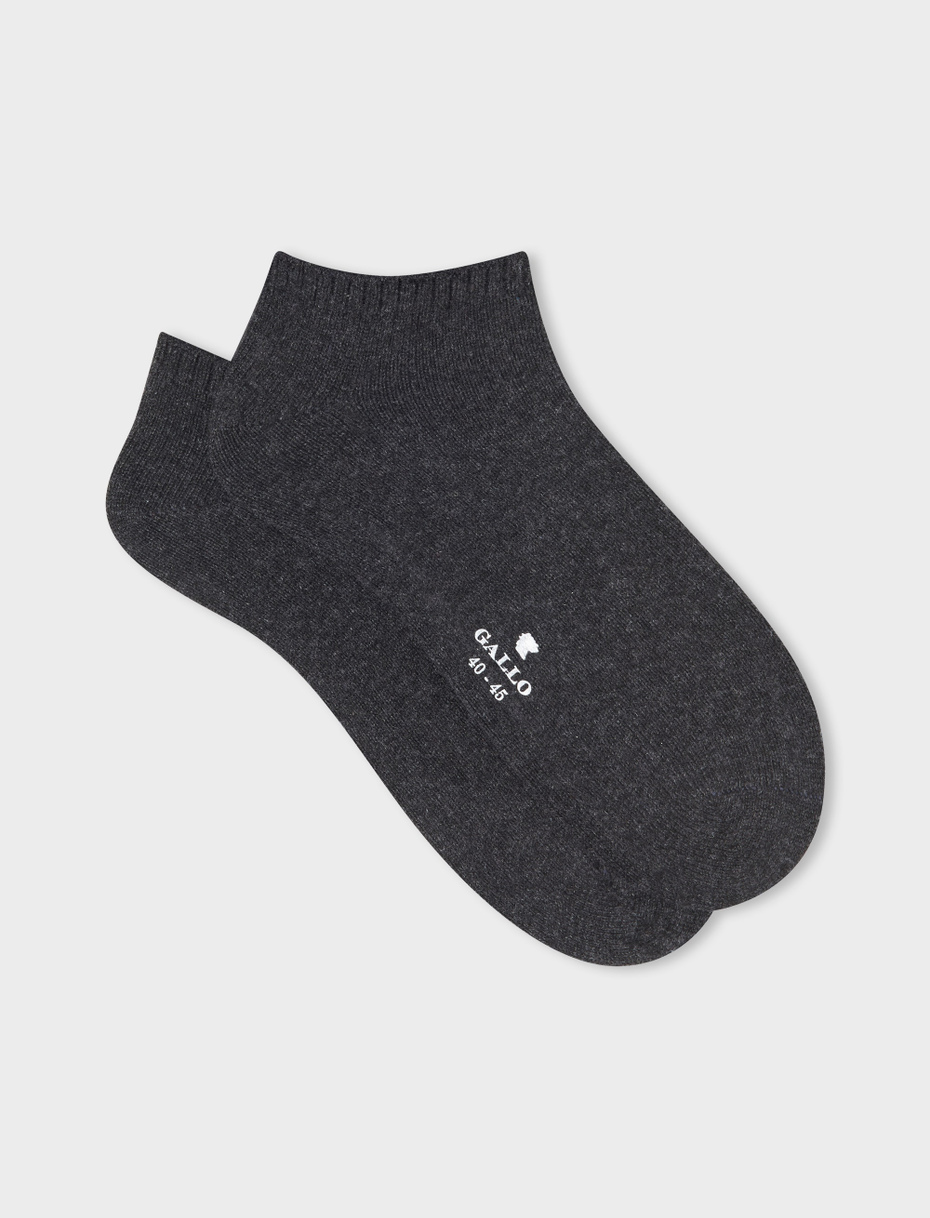 Men's plain charcoal grey cashmere ankle socks - Gallo 1927 - Official Online Shop