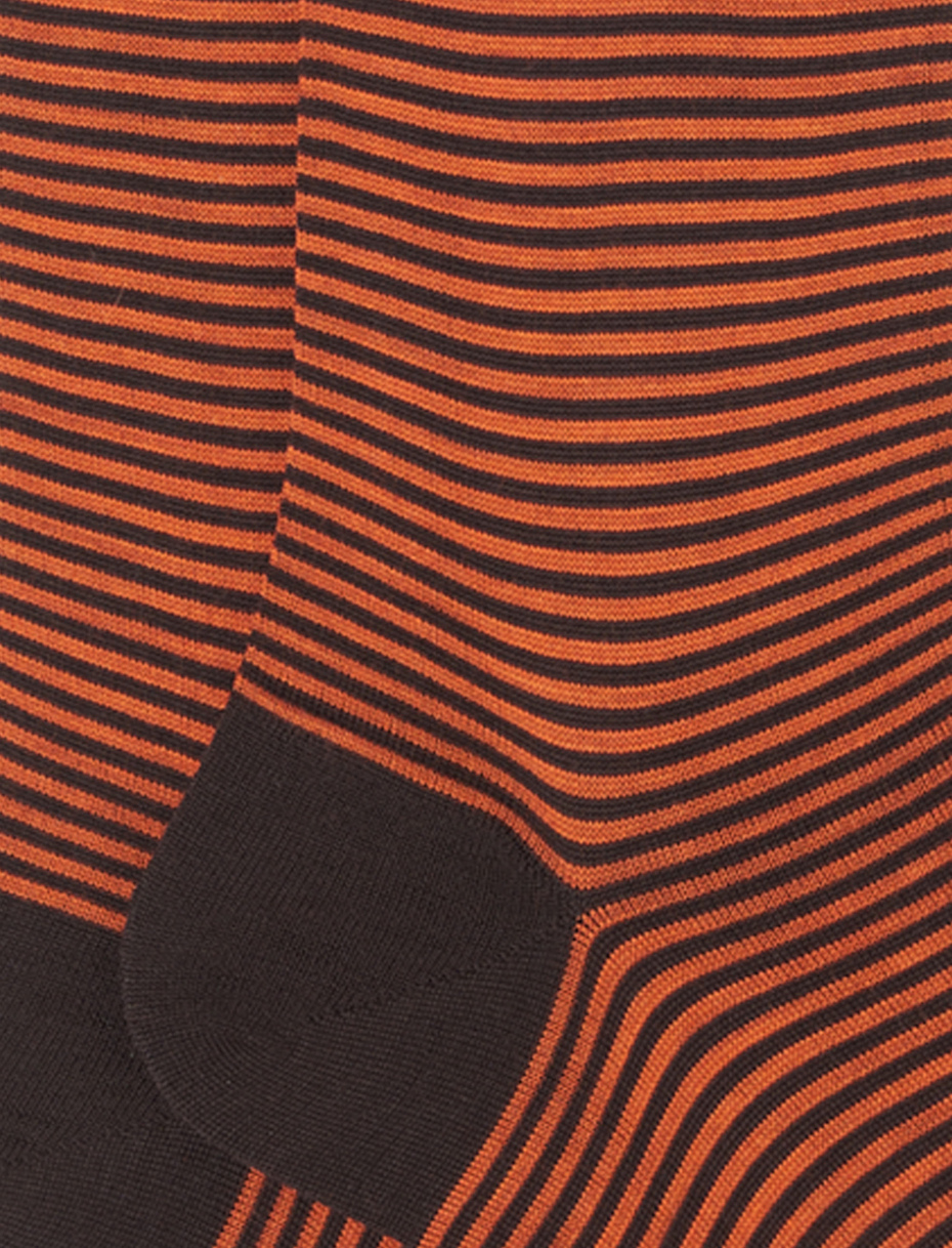 Men's long brown wool and cotton socks with Windsor stripes - Gallo 1927 - Official Online Shop