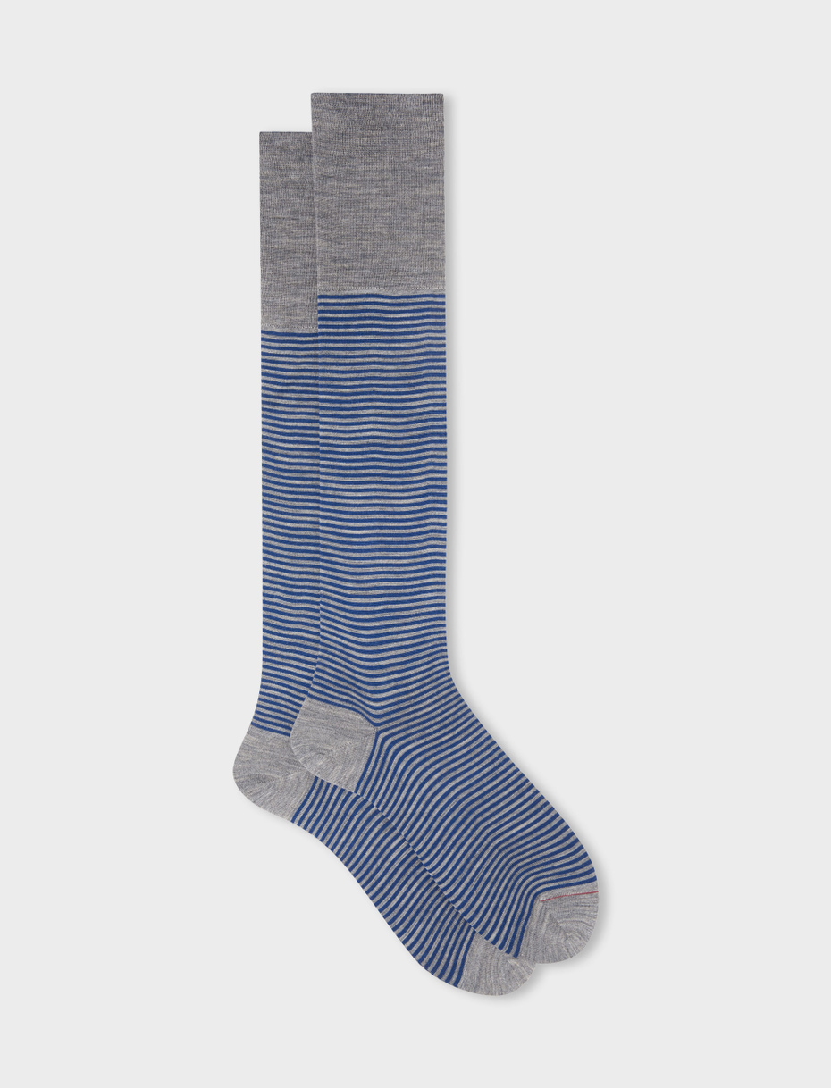 Men's long bourrasque wool and cotton socks with Windsor stripes - Gallo 1927 - Official Online Shop