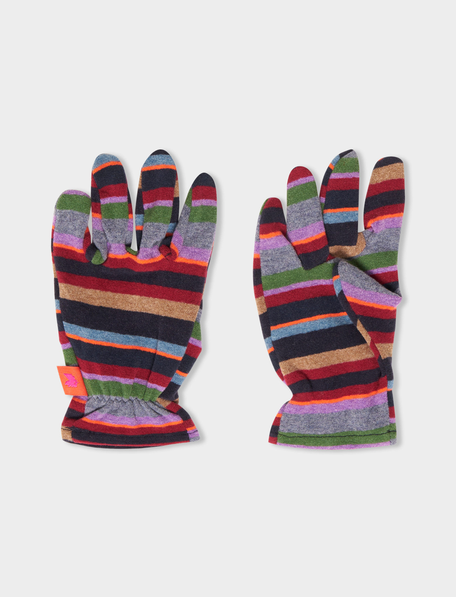 Kids' blue fleece gloves with multicoloured stripes - Gallo 1927 - Official Online Shop