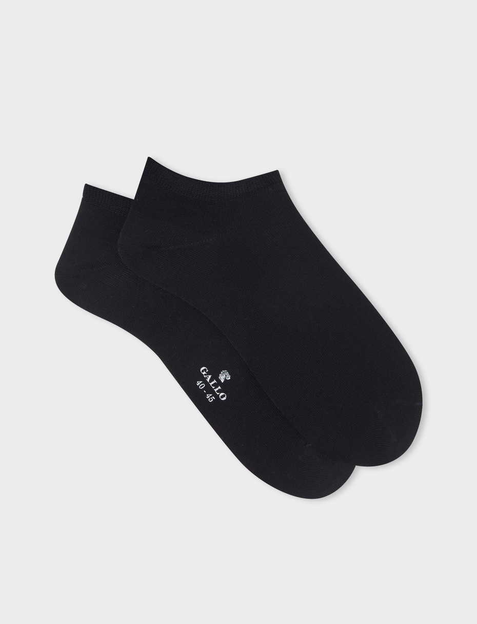 Men's plain black cotton ankle socks - Gallo 1927 - Official Online Shop