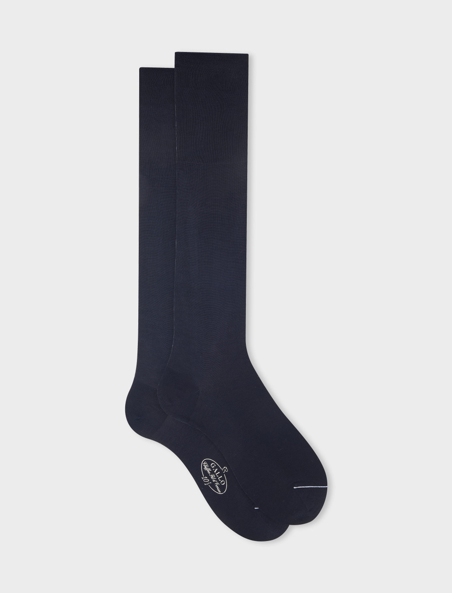 Men's long plain blue cotton chiffon socks - Gallo 1927 - Official Online Shop