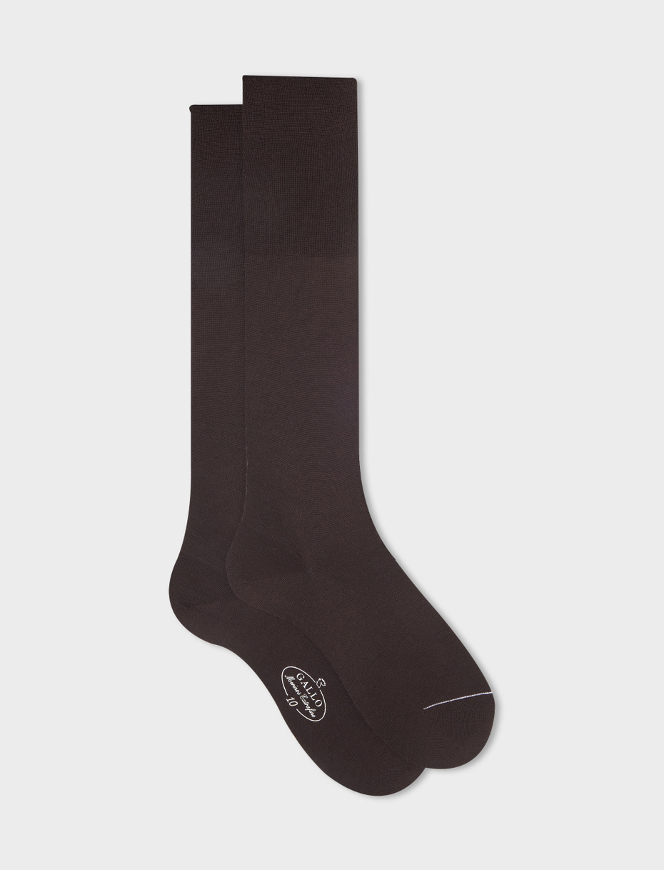 Men's long plain brown wool socks - Gallo 1927 - Official Online Shop