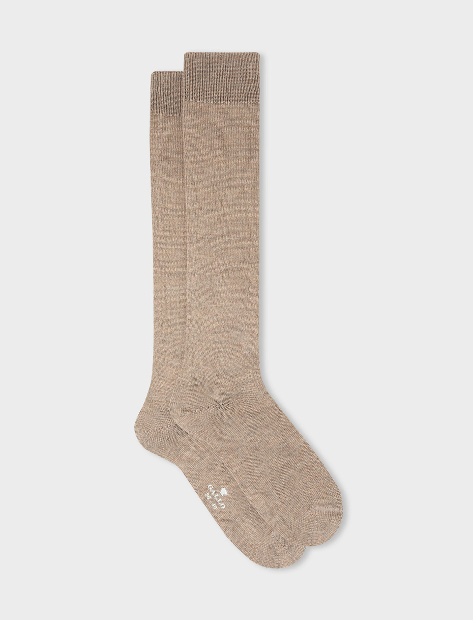 Women's long plain glacé socks in wool, silk and cashmere - Gallo 1927 - Official Online Shop