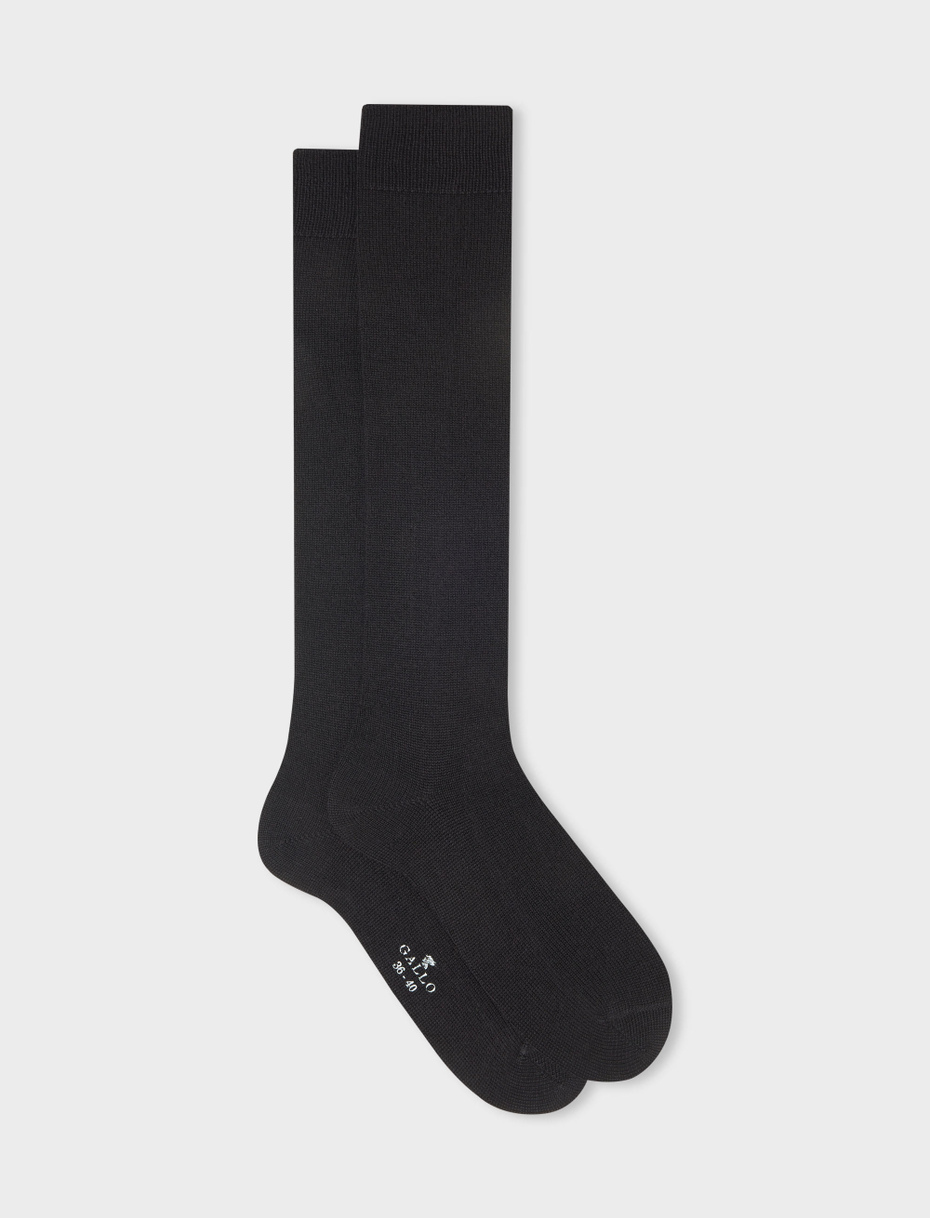 Women's long plain black socks in wool, silk and cashmere - Gallo 1927 - Official Online Shop