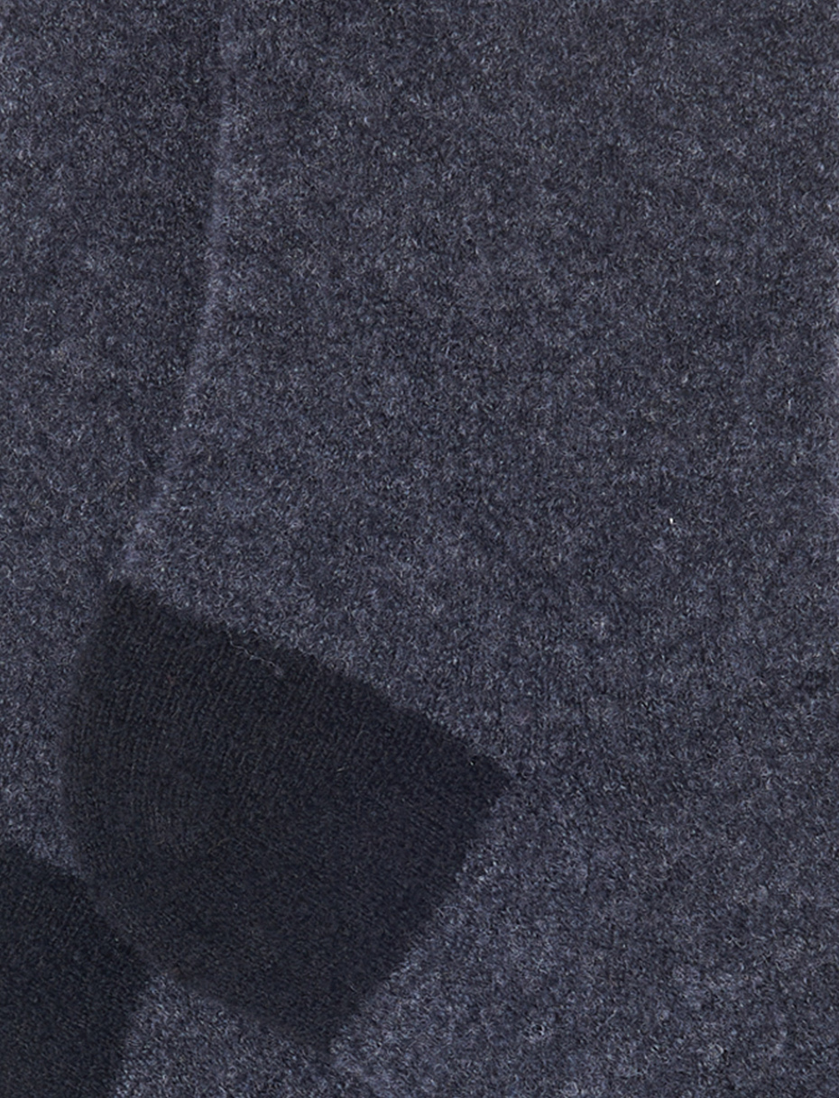 Women's short plain charcoal grey bouclé wool socks with contrasting details - Gallo 1927 - Official Online Shop