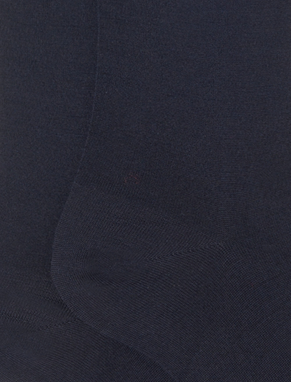 Women's long plain blue wool socks - Gallo 1927 - Official Online Shop