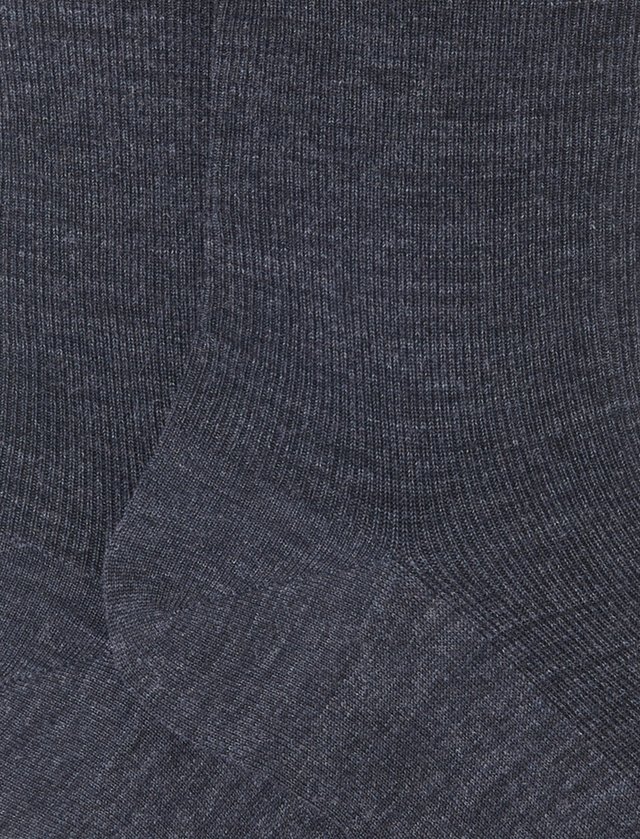 Women's short ribbed plain iron grey wool socks - Gallo 1927 - Official Online Shop