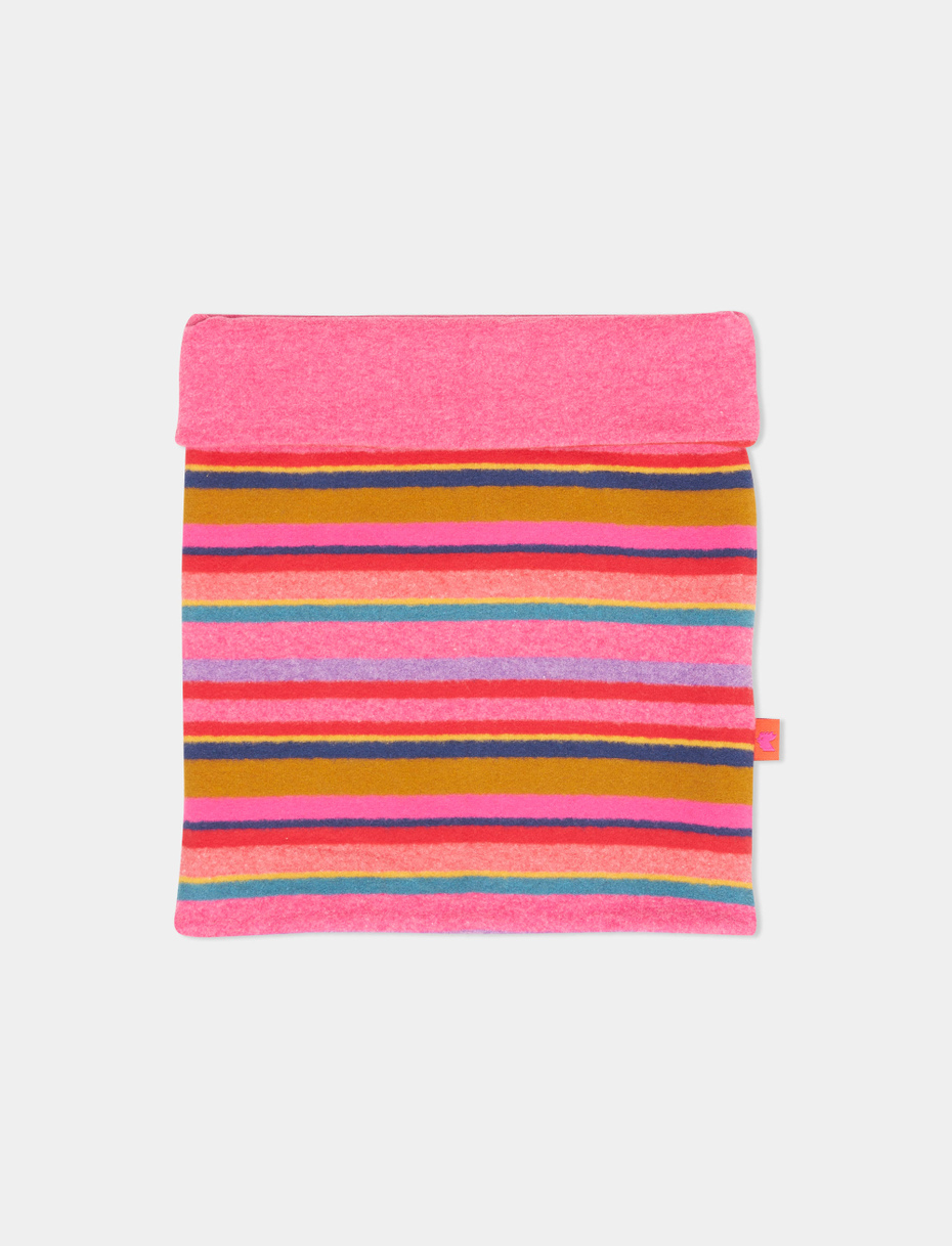 Kids' multi-use erica fleece neck warmer with multicoloured stripes - Gallo 1927 - Official Online Shop