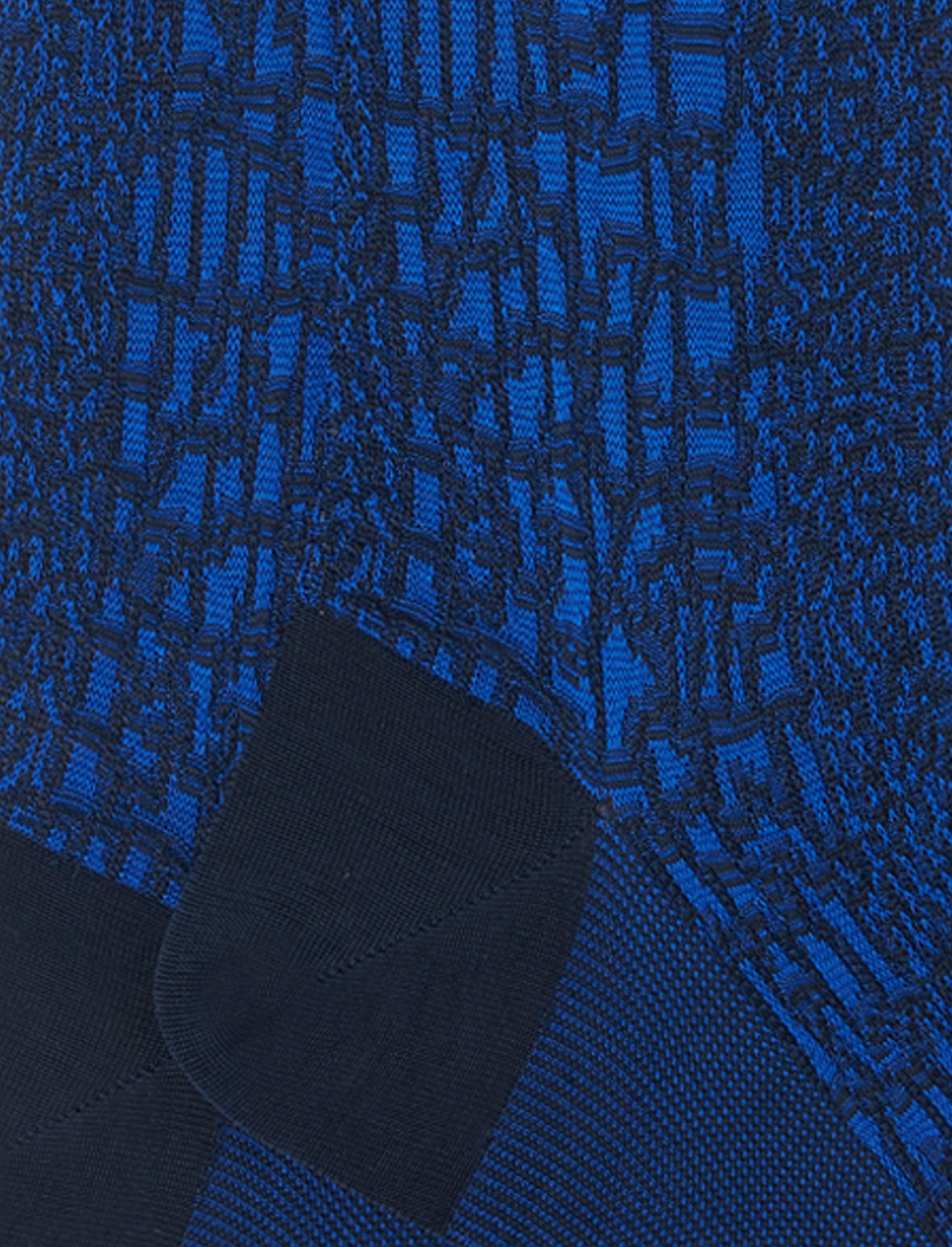 Long ocean blue cotton socks with crocodile motif - Gallo 1927 - Official Online Shop