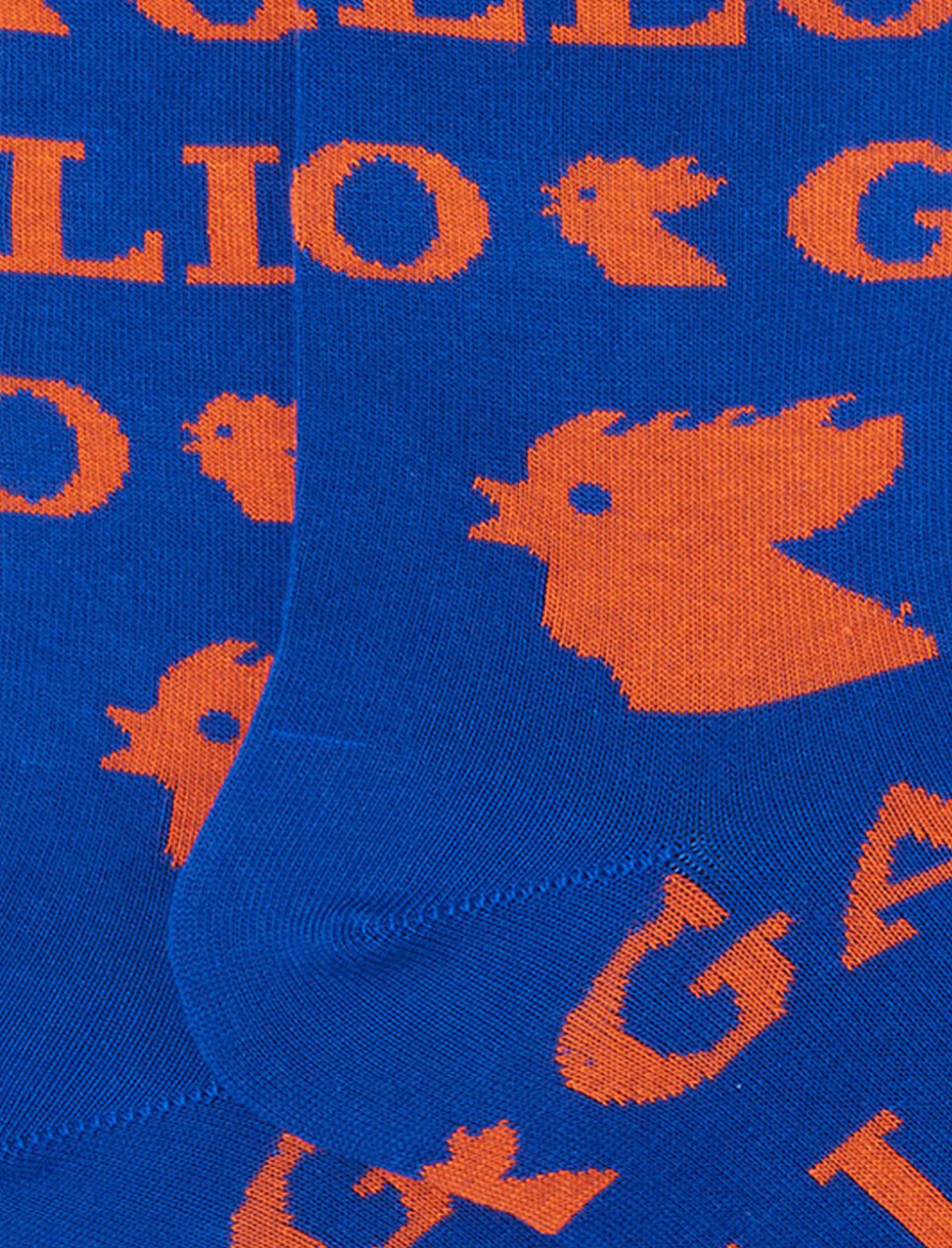 Men's long dark blue cotton socks with large Gallo logo motif - Gallo 1927 - Official Online Shop
