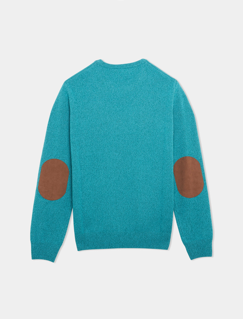 Men's crew-neck in plain sea green mouliné wool and cashmere - Gallo 1927 - Official Online Shop