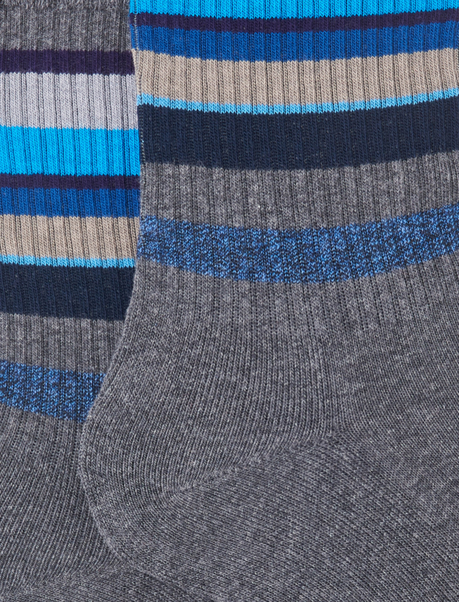 Men's short socks in pyrite cotton terry cloth with multicoloured stripes - Gallo 1927 - Official Online Shop