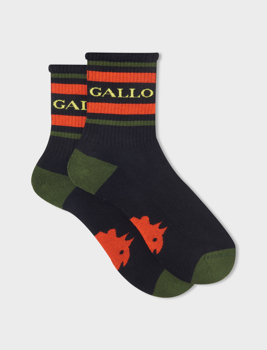 Men's short black cotton terry cloth socks with Gallo writing - Gallo 1927 - Official Online Shop