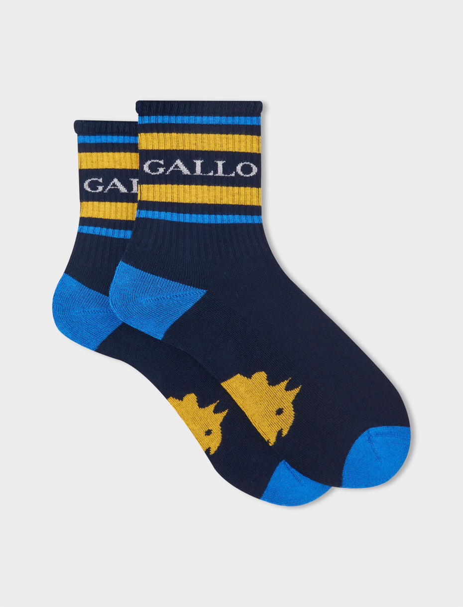Men's short navy cotton terry cloth socks with Gallo writing - Gallo 1927 - Official Online Shop