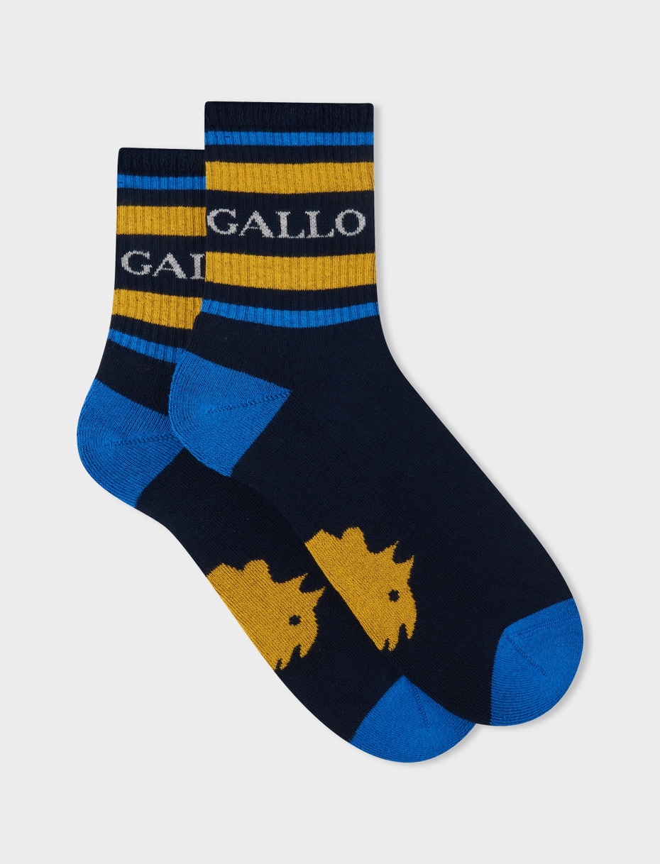 Women's short navy cotton terry cloth socks with Gallo writing - Gallo 1927 - Official Online Shop