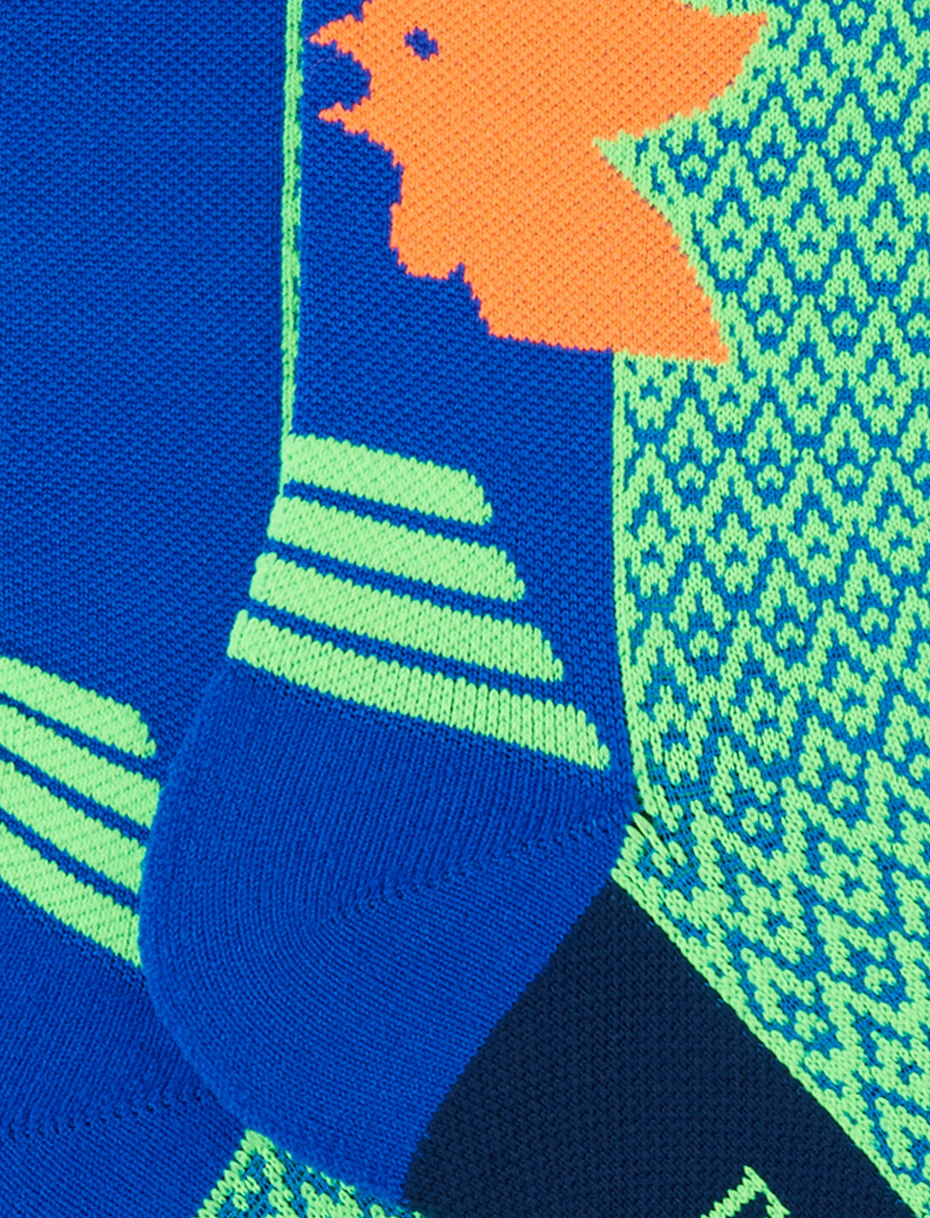 Women's short technical neon green socks with small triangles - Gallo 1927 - Official Online Shop