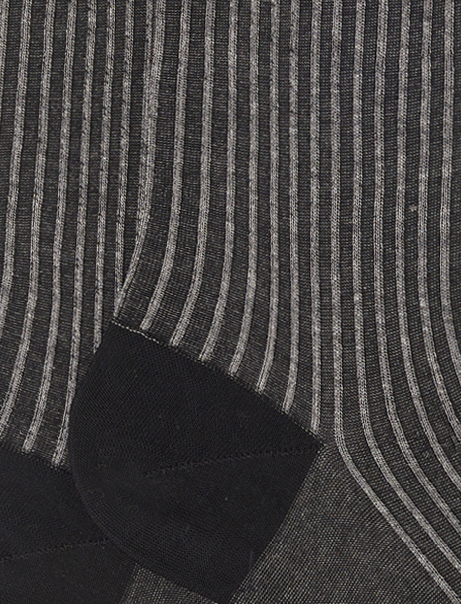 Women's long black twin-rib cotton socks - Gallo 1927 - Official Online Shop